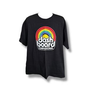 Dashboard Confessional Rainbow Graphic Concert Merch T-shirt Black 2XL Cotton
